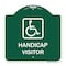 Signmission Handicap Visitor With Graphic, Green & White Aluminum Architectural Sign, 18" x 18", GW-1818-23920 A-DES-GW-1818-23920 - alternate 1